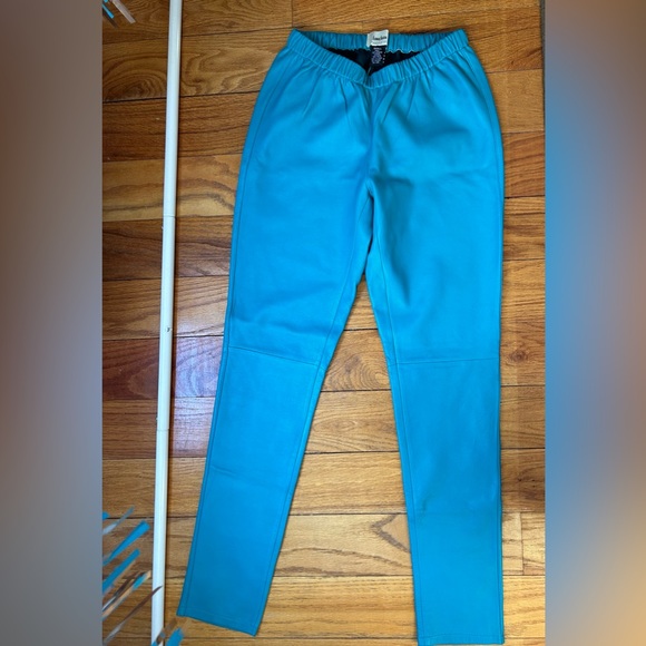Turquoise genuine leather joggers